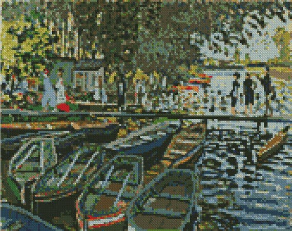 Monet Boats at La Grenouillere Counted Cross Stitch Kit 12 X 9.8 Etsy
