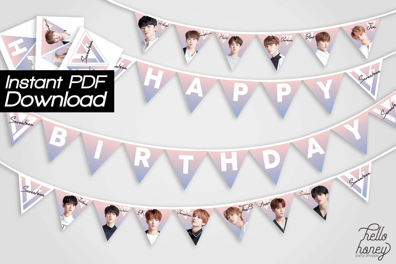 Seventeen SVT Kpop Printable Birthday Banner Digital Item | Etsy
