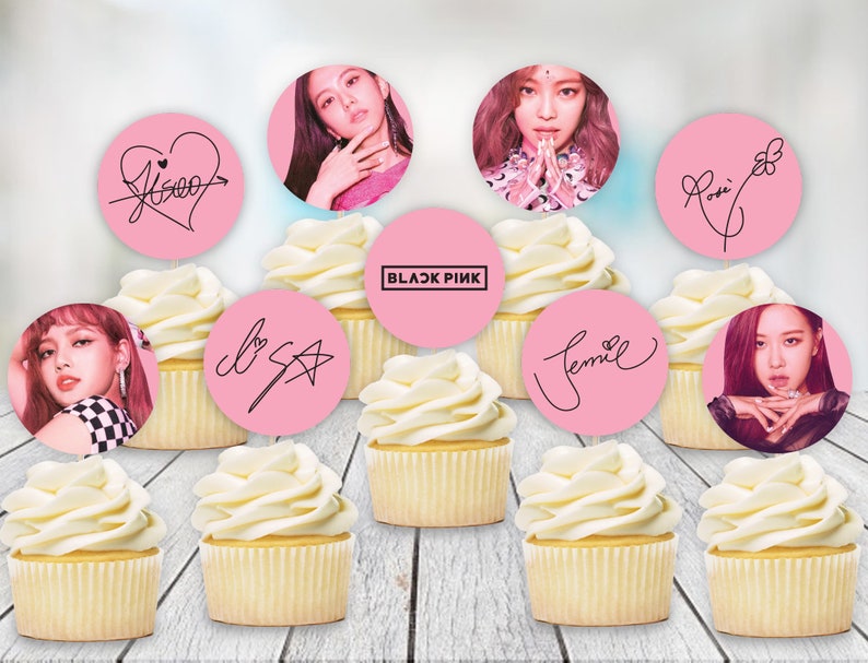 blackpink printable cupcake toppers pink ver etsy