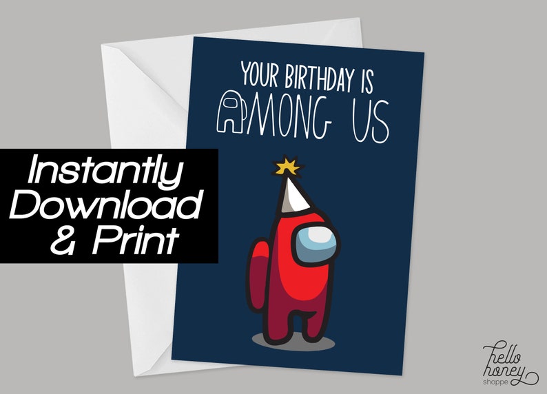 Among Us Birthday Card Printable Instant Download | Etsy