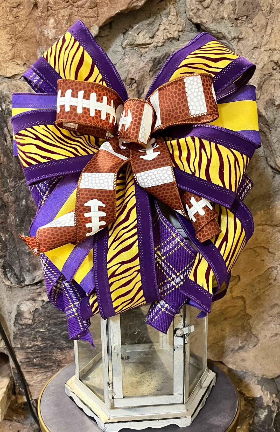 Lsu Tiger Lantern Bow Wreath Bow Football Bow Football Etsy