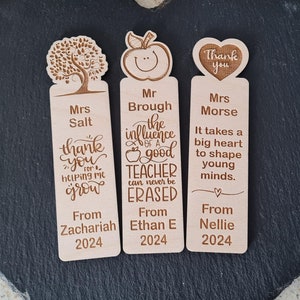 Marque-page en bois personnalisé pour professeur, cadeau de Noël pour professeur, cadeau de lecture pour amateur de livres, cadeau de remerciement de fin d'année, maternelle préscolaire BM1
