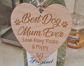 Personalised Best Dog Mum Ever Gift Plaque Gift Hanging Decorative Gift Heart Plaque | Dog Owner Plaque, Christmas, Mothers gift Pet owner