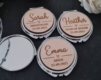 Personalised Pocket Mirror Gift, Engraved Wedding Gift for Bride, Mother of the Bride, Bridesmaid Maid of honour -Wedding day Gifts MR2