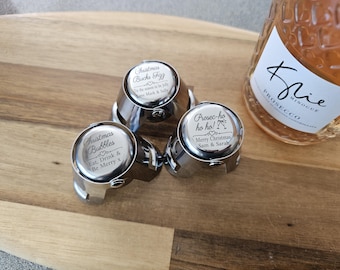 Tapón sellador para botella de champán personalizado, regalo de aniversario de boda - Prosecco, vino espumoso, regalo de San Valentín / Mixólogo profesional