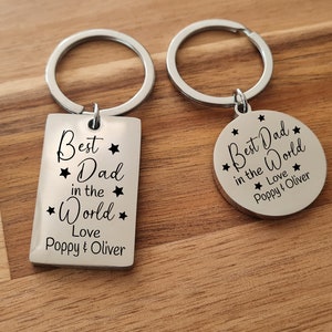 Personalised Best Dad in the World Keyring | Ideal Gift - Can be personalised - Present for Dad, Grandad-Solid Polished Stainless Keyring