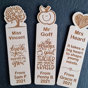 Personalised Wooden Teacher Bookmark Gifts, Christmas teacher gift Book Lover Reading Gift, End Of Term Thank You Gift Nursery Preschool BM1