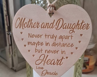 Mother and daughter/Son Personalised Mum Gift Plaque Hanging Decorative Gift Heart Plaque | Mothers day Gift Fun Birthday, Christmas,