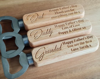 Personalised Wooden Bottle opener Dad , Husband Gift, Useful Gifts For Him, Fathers Day Gift For Dad, Engraved Father Gift, Grandad Gift