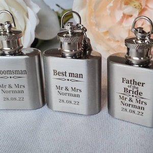 Personalised Mini Hip Flask, Engraved Wedding Gift for Best man, Father of the Bride, Usher Groomsman ,Bridesmaid-Wedding day Gifts Keepsake