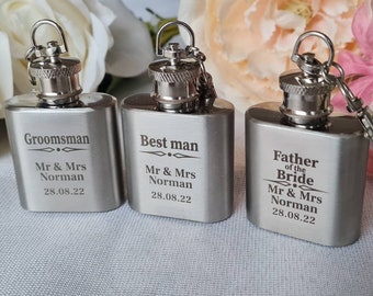 Personalised Mini Hip Flask, Engraved Wedding Gift for Best man, Father of the Bride, Usher Groomsman ,Bridesmaid-Wedding day Gifts Keepsake