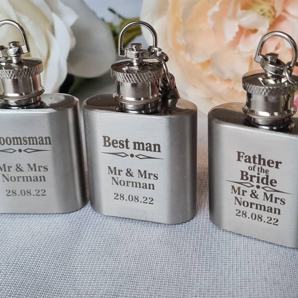 Personalised Mini Hip Flask, Engraved Wedding Gift for Best man, Father of the Bride, Usher Groomsman ,Bridesmaid-Wedding day Gifts Keepsake