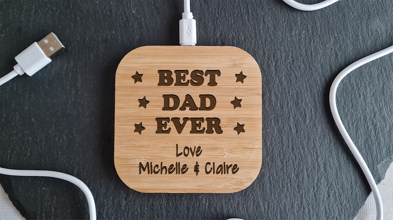 Personalised Wireless Charger | Personalised | Father's Day | Gift For Him | Gift for Her Higher power 10w version Android Apple compatible