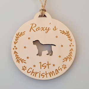 Personalised 1st Christmas Pet Bauble Decoration | Dog Christmas Name decoration| Doggy christmas, Christmas dog decoration, Christmas pet