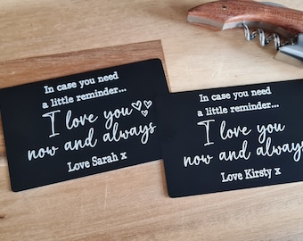 Personalised Engraved Wallet Insert | Engraved Gift For Him | Valentine’s Day Gift | Anniversary Gift | Partner Boyfriend Husband Gift