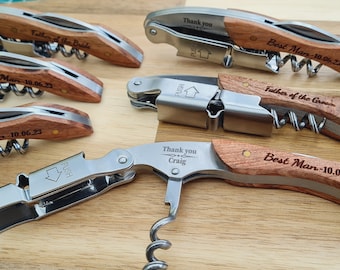 Personalised Wooden Bottle Opener Gift, Engraved Wedding Gift for Best man,Father of the Bride,Usher Groomsman-Wedding day Gifts Wine opener