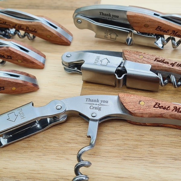 Personalised Wooden Bottle Opener Gift, Engraved Wedding Gift for Best man,Father of the Bride,Usher Groomsman-Wedding day Gifts Wine opener