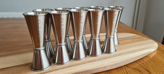Edelstahl-Messbecher Für Barkeeper – 8 Stück, 304er Stahl, Doppelseitig 28g/48g