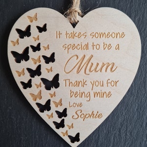 Special Mum Gift Plaque Personalised Mum Gift Plaque Hanging Decorative Gift Heart Plaque Mothers day Gift Fun Birthday,Butterfly version, image 6