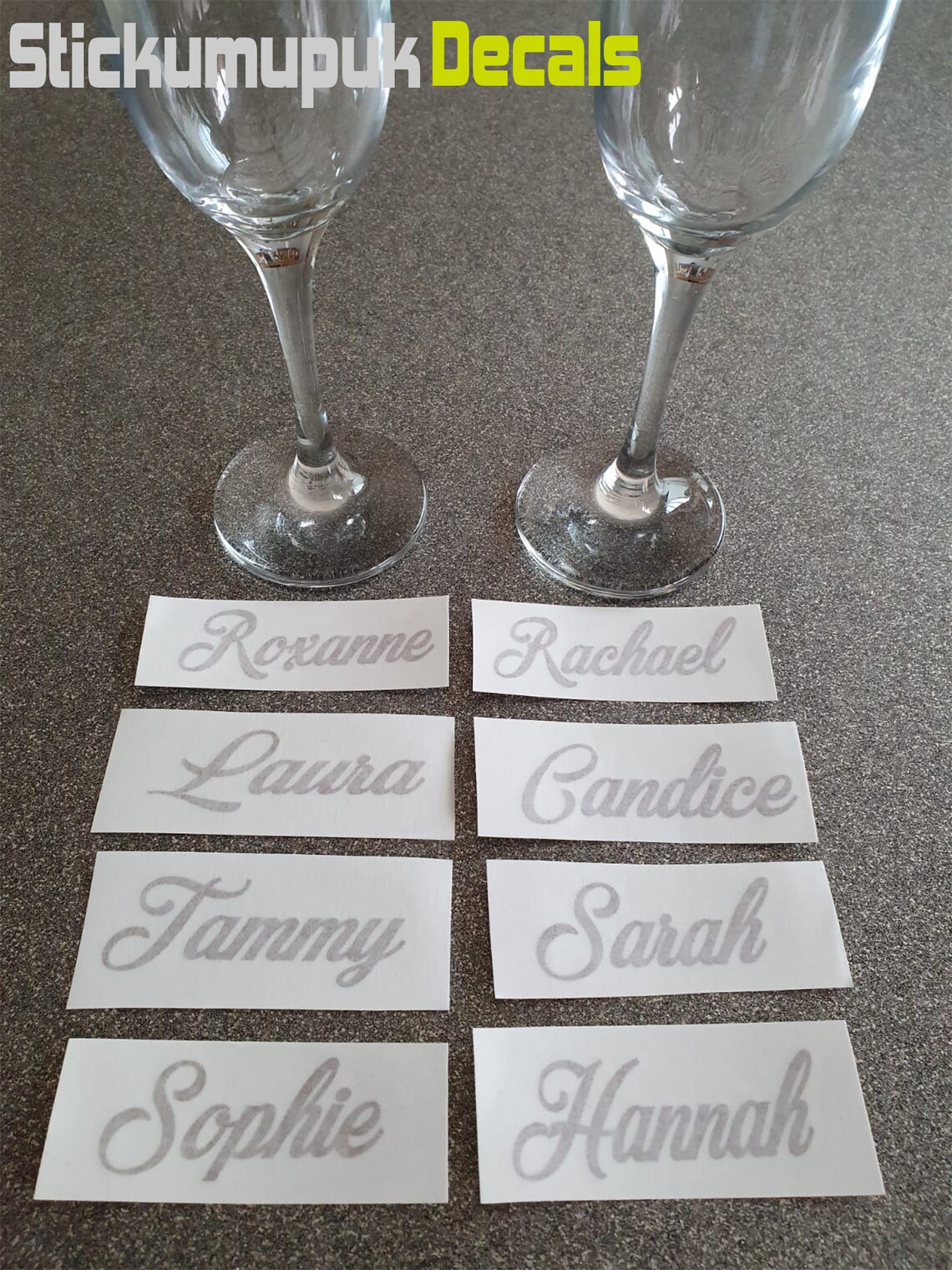 Champagne Glass Name Decal Wedding Name Vinyl Sticker ONLY Etsy