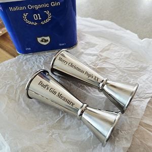 Personalised Stainless Steel Jigger / Spirit Measure - Christmas Gift ,Mum , Dad Grandad Christmas gift ,Table Decoration for Christmas Day