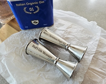 Personalised Stainless Steel Jigger / Spirit Measure - Christmas Gift ,Mum , Dad Grandad Christmas gift ,Table Decoration for Christmas Day
