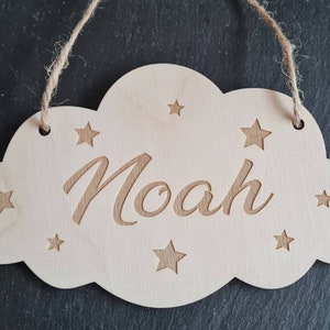 Personalised Childrens Door Sign -  Personalised Cloud Shaped Bedroom Sign Children&#39;s Bedroom Stars Sign - Nursery Sign Baby&#39;s Room Sign CL2