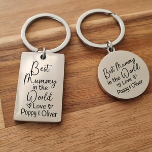 Personalised Best Mummy in the World Keyring | Ideal Gift - Can be personalised - Present for Mum, Daughter, Gran-Beautiful Polished Keyring