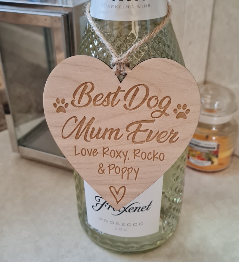 Personalised Best Dog Mum Ever Gift Plaque Gift Hanging image 1