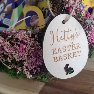Personalisierte gravierte Osterkorb Tags | Ostern Andenken Dekoration | New Baby Ostergeschenk | Ostereiersuche Etiketten | Osterhase Anhänger