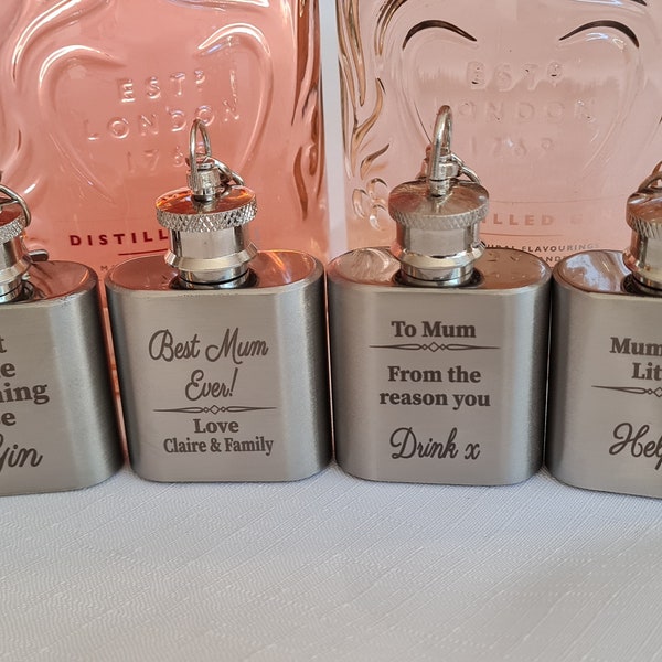 Personalised Mothers day Gift For Under 10 pounds Personalised Mini Hip flask  - Funny Mothers day / Birthday Gift Idea for Mum, Nan Or Gran