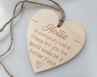 Personalised Friend Heart Plaque ,Friendship Gift , Friend Plaque Co-worker gift Engraved Sign friendship sign Leaving gift Funny