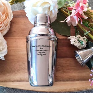 Gepersonaliseerde roestvrijstalen mini-cocktailshaker 10oz- valentijnscadeau, cadeau voor thuisbarman | Professionele mixoloog - Vaderdag afbeelding 1