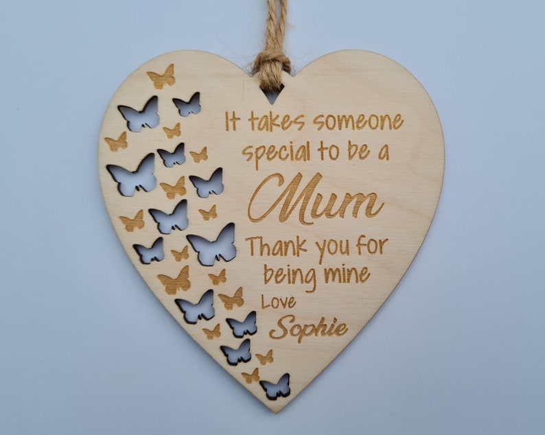 Special Mum Gift Plaque Personalised Mum Gift Plaque Hanging Decorative Gift Heart Plaque Mothers day Gift Fun Birthday,Butterfly version, image 7