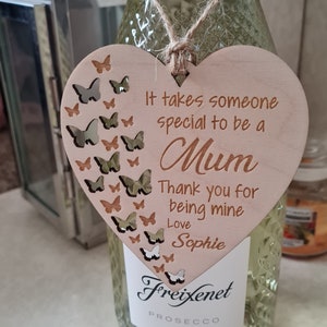 Special Mum Gift Plaque Personalised Mum Gift Plaque Hanging Decorative Gift Heart Plaque Mothers day Gift Fun Birthday,Butterfly version, image 1