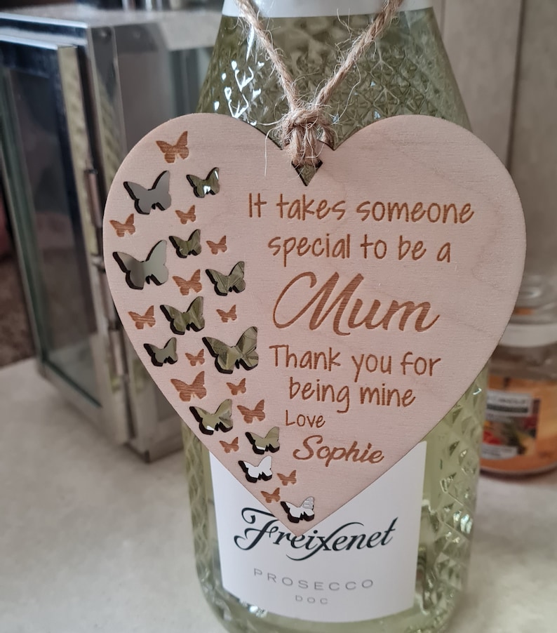 Special Mum Gift Plaque Personalised Mum Gift Plaque Hanging Decorative Gift Heart Plaque Mothers day Gift Fun Birthday,Butterfly version, image 1