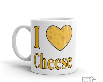 I Love Cheese Funny Mug for Cheese Lover, Funny Coffee,Tea Novelty Gift Idea For Mum , Dad, Sister Free P+P