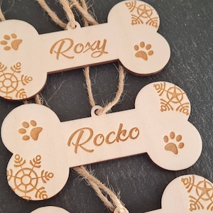 Personalised Pet Bauble Christmas Decoration | Dog Christmas Name decoration| Doggy christmas, Christmas dog bone decoration,