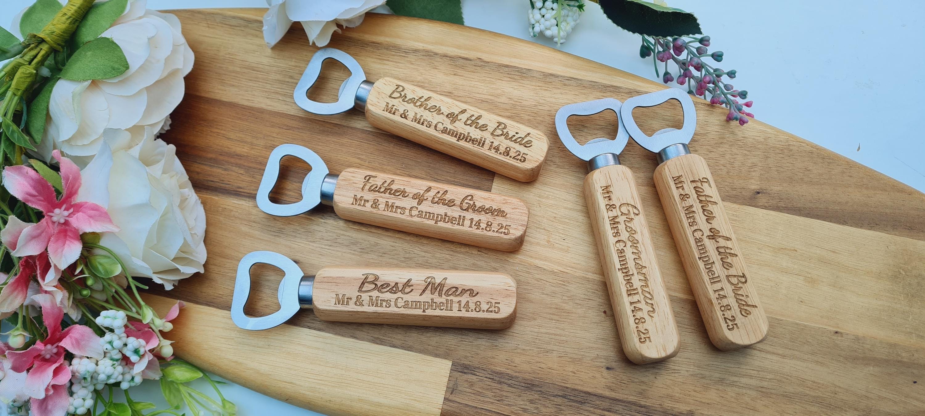 Personalised Wooden Bottle Opener Gift, Engraved Wedding Gift for Best man, Father of the Bride, Usher Groomsman -Wedding day Gifts Keepsake