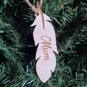Personalised Memorial Tree Decoration | Relatives Name Bauble | Lost loved one reminder, Christmas Memorial decoration, Christmas feather