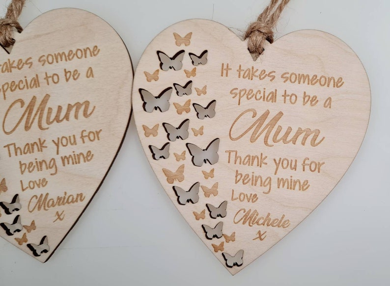 Special Mum Gift Plaque Personalised Mum Gift Plaque Hanging Decorative Gift Heart Plaque Mothers day Gift Fun Birthday,Butterfly version, image 3