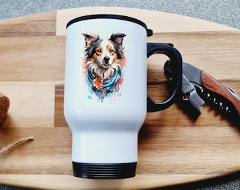 Border Collie Personalised Travel mug gift, Dog Owner Gift, Dog Mum Paddle Board Gift Idea Tea, Coffee, Hot Chocolate, Gift Idea,Warm drink