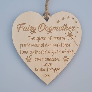 Personalised Fairy dogmother Gift Plaque Gift Hanging Dog Mum gift dog mom Heart Plaque |Dog Owner Plaque, Christmas, Mothers gift Pet owner