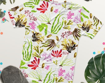Seaweed Print Tee: Coastal Ocean Pattern Jersey