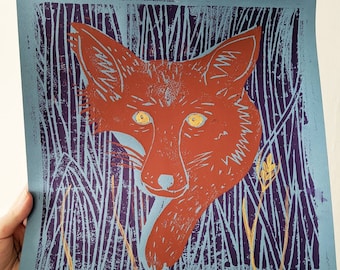 Fox Linoprint print