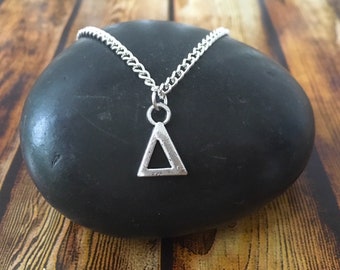 Delta Symbol Pendant, Maths Jewellery, Delta Necklace, Greek Alphabet, Minimalist Jewellery, Maths Teacher, Maths Student Gift, Silver Plate