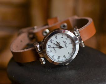 Womens Leather Watch, Classic Ladies Watch, Brown Leather Watch, Leather Watch, Girls Watch, Birthday Gift, Minimalist Jewellery, Minimalism