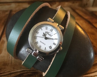 Womens Leather Watch, Green Leather Watch, Ladies Watch, Leather Watch, Birthday Gift, Minimalist Jewellery, Minimalist Watch, Girls Watches