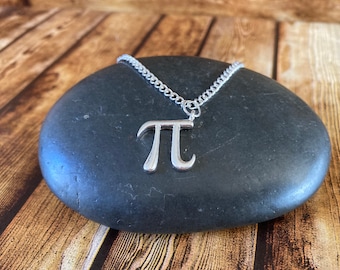 Silver Pi Necklace, Pi symbol, Math Jewellery, Geek Jewellery, Math Student Gift, Pi Pendant, Math Teacher Gift, Geek Chic Gift, Math Symbol