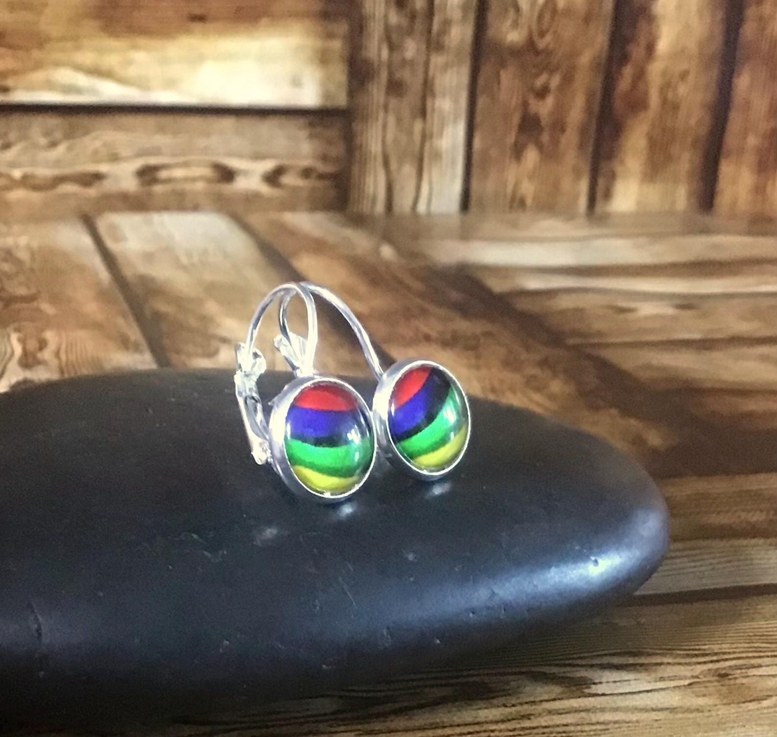 SALAN Orecchini Asimmetrici Arcobaleno Lesbiche LGBT – Gioielli Fashion Colorati In Rame Con Zirconia – Regalo Donna - 2